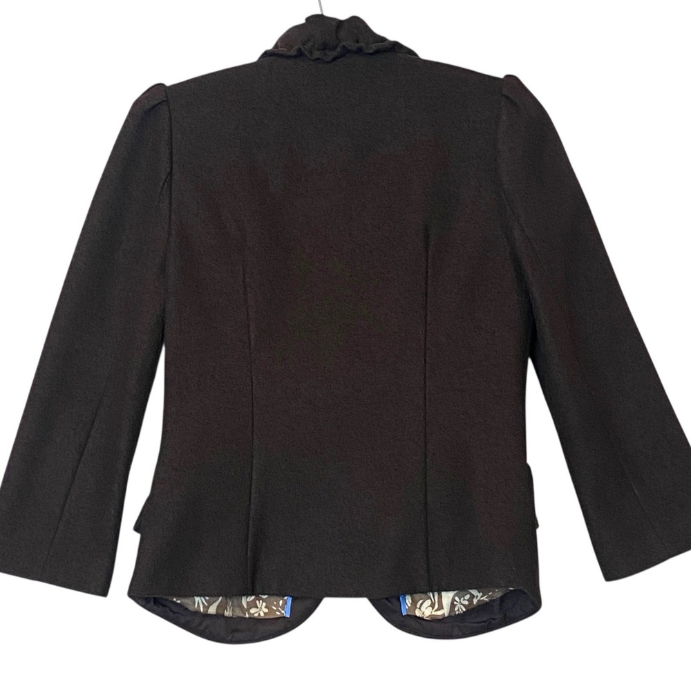 elevenses Dark Brown Ruffle-Trim Open Blazer - Picture 3 of 12